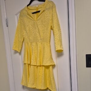 Elegant Yellow Lace Dress